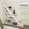 4-Tier Marble Effect Corner Shelf – Modern Geometric Ladder Bookcase