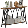Narrow Console Table, Industrial 2-Tier Sofa Table with Shelf, Rustic Brown