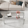 Large Silver Mirrored Coffee Table Crystal Inlay Gorgeous Modern Tea Table Home