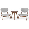 Set of 2 Accent Chairs with Side Table Upholstered Living Room Chairs Grey