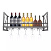 Wall Mounted Wine Rack Gin Shelf Rack Bottle 5 Glass Holder Home Bar 1 Layer