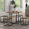 Compact 5pc Kitchen Dining Set Wood Bar Table Chair Home Space Saving Furniture