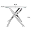 Clear Glass Round Table Dining/Meeting Stand Desk With Metal Chrome X Tube Legs
