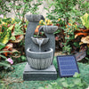 Solar Garden Water Feature Fountain with LED Light Outdoor Cascading Bowls ECO