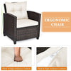 Wicker Bistro Conversation Set 3 Piece Patio Furniture Set-White