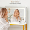 LED Light Dressing Table with 5 Drawers and 3 Open Shelves Vanity Table Gold Leg