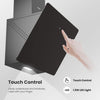 COMFEE' 60cm Angled Cooker Hood Tempered Glass Extractor w/ Touch Screen & LED