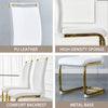 Dining Chairs Set of 4 Faux Leather Cantilever Chairs with Golden Metal Frame