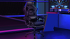 Gaming Office Chair 12 RGB LED Massage Computer Seat Footrest Blue