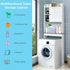 Over Toilet Cabinet Freestanding Washing Machine Rack w/Open Shelves & Door