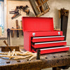 Portable Steel Tool Box Tool Storage Chest w/ 3 Drawers-Red