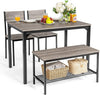 Wood Dining Table and 2 Chair with Bench 4 in 1 Restaurant Kitchen Furniture Set