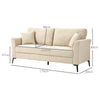 3 Seater Sofa, Linen Fabric Sofa for Living Room, Beige