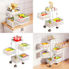 Rotating Veg Fruits Trolley Basket Rack Metal Kitchen Bathroom Storage Shelf UK