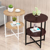 Small Round Coffee Table End Side Table Bedside Stand with Shelf Metal Frame New