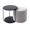 Wood Chesterfield Coffee Table Chair Footstool Set Round Pouffe Pouf Seat Stool