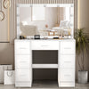 Large White Dressing Table with LED Light Mirror Vanity Make up Desk 7 Drawers