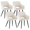 2Pcs Beige Velvet Dining Chair with Diamond Seat & Metal Legs Dining Room