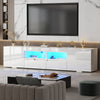 200cm All High Gloss White TV Stand Cabinet Unit Storage with RGB LED Cupboard