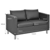 2-Seater PU Leather Accent Tub Sofa Loveseat with Pillows