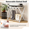 Folding Suitcase Stand Luggage Rack with Storage Shel-White