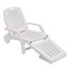 Sun Lounger Outdoor Garden White Plastic Reclining Relaxer Bed Portable Recliner