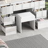 White Dressing Table High Gloss Vanity Makeup Desk 7 Drawers& Stool& LED Mirror