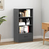4 -tier Wooden Bookcase Storage Rack Open Display Shelf w/ 1 Drawer Grey