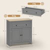 Kitchen Sideboard Storage Cabinet with Drawer & Adjustable Shelves Grey & Oak UK