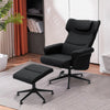 Adjustable Backrest Manual Recliner Armchair PU Leather Swivel Chair w/Footstool