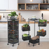 6 Tier Kitchen Rotating Storage Trolley Cart Utility Vegetable Mobile Shelf Rnjg