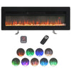 Black 70'' Electric LED Fireplace Glass Crystal Effect Heater Wall/Freestanding