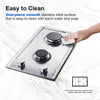 SNDOAS Gas Hob 2 Burners, NG/LPG Convertible, Built-in 30cm Stainless Steel