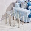 Clear Square Nest of 3 Tables Glass Nested Side End Tables Set Modern Home Decor
