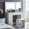 Vanity Desk Set with LED Light Mirror Makeup Vanity Table w/ 7 Drawers Stool