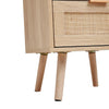 2pcs/Set Rattan Bedside Table Nightstand Cabinet 2 Drawer Wood Veneer Side Table
