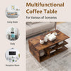 Coffee Table 3-Tier Wooden Geometric Storage Center Rustic Brown Modern Table