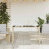 Gecheer Garden Table Dining Table Patio Bistro Tables with Glass Beige B4I7