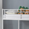 Metal Bunk Bed Frame Single Loft Bed Frame with Ladder Black Heavy Stable White