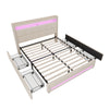 UPHOLSTERED BED FRAME 4FT6 DOUBLE BED LED LIGHTS WITH STORAGE DRAWERS, HEADBOARD