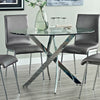 Clear Tempered Glass Dining Table 90cm Round Modern Kitchen Table Chrome Legs