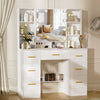 Large Dressing Table with LED Mirror Drawers Modern Makeup Desk Vanity Table Set