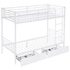 Metal Twin Over Twin Bunk Bed w/ Two Storage Drawers & Full-Length Guard Rail UK