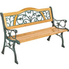 WOODEN GARDEN BENCH SEAT WITH CAST IRON LEGS WOOD FURNITURE OUTDOOR 124x60x83cm