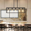 Matte Black 5-Light Chandelier Light Linear Lighting Hanging lamp Bar Restaurant