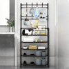 Black Metal Clothes Rail Rack Garment Stand Corner Open Wardrobe with Shelf