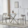 Set of 2 Boucle Dining Chairs with Oversized Seat Round Kitchen Chairs White