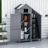 Garden Outdoor Wooden Tool Storage Shed With 3 Shelves, Firewood Rack, Grey