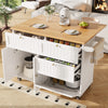 Kitchen Island on Wheels Rolling Kitchen Storage Trolley with Countertop, White