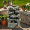 Outdoor Fountain Cascading Water Feature Garden 220V Powered LED Lights & Pump